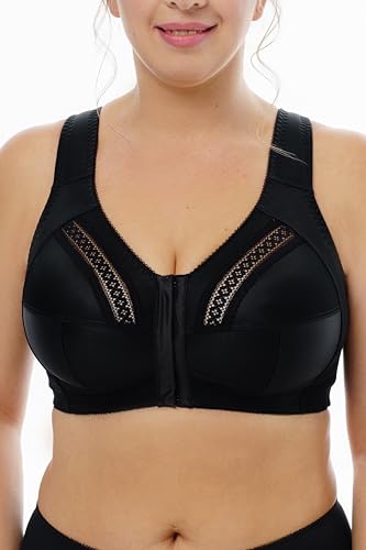 Sermija Damen Soft BH ohne Bügel mit Frontverschluss – Minimizer BH mit Spitze für große Größen – Komfort Vollschalen Plus Size Unterwäsche für große Oberweite Vorderverschluss von Sermija