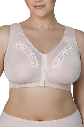 Sermija Damen Soft BH ohne Bügel mit Frontverschluss – Minimizer BH mit Spitze für große Größen – Komfort Vollschalen Plus Size Unterwäsche für große Oberweite Vorderverschluss von Sermija
