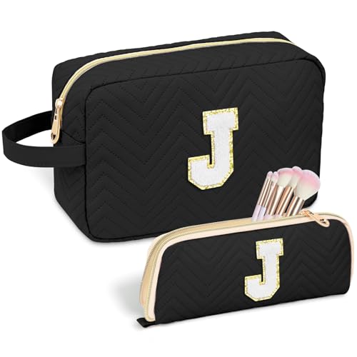 Niedliche Make-up-Tasche, Kosmetiktasche, Reise-Kulturbeutel, Geburtstagsgeschenk für Frauen, sie, Mutter, Freundin, Ehefrau, Lehrer, Schwarz, J, J Niedliche Make-up-Tasche, Kosmetiktasche, Reise-Kulturbeutel, Geburtstagsgeschenk für Frauen, sie, Mutter, Freundin, Ehefrau, Lehrer, Schwarz, J, J von Sernaxi