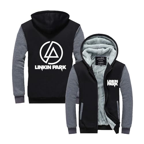 Baggy-Kapuzenpullover Für Herren Für Linkin Park Langärmeliger Kapuzenpullover Kollisionsfarbenmäntel Herbst-Winter-Sweatshirts Grafische Jacken Decke-Dark Gray||L von Seroni