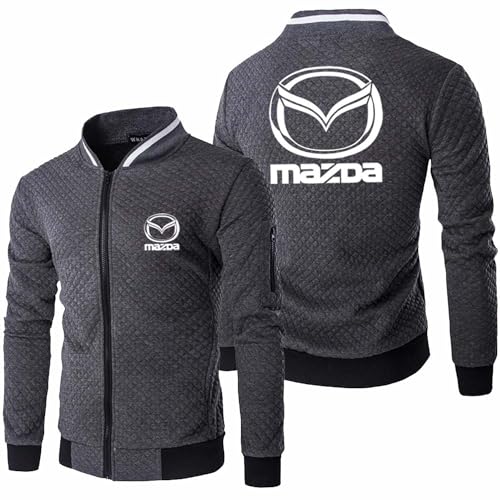 Baggy-Sweatshirt Für Herren Für Mazda Ohne Kapuze Stehkragen Oberbekleidung Oberteile Sportstyle-Mantel Mit Durchgehendem Reißverschluss Langärmelige-Gray||XL von Seroni