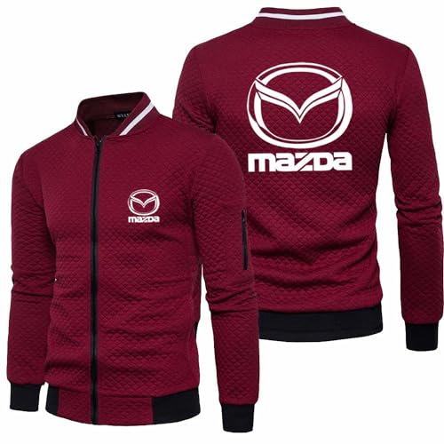 Baggy-Sweatshirt Für Herren Für Mazda Ohne Kapuze Stehkragen Oberbekleidung Oberteile Sportstyle-Mantel Mit Durchgehendem Reißverschluss Langärmelige-Red||XL von Seroni