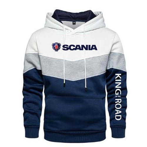 Herren-Kapuzenpullover Mit Taschen Für Scania Kontrastfarbene Oberteile Kapuzenpullover Mit Kapuze Pullover Sweatshirt Bedruckte Jacken Langärmlige-White||S von Seroni