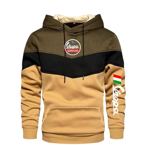 Herren-Kapuzenpullover Mit Taschen Für Servizio Vespa-Aufdruck Oberbekleidung Oberteile Langärmelige Sweatshirts Nähte, Mantel Baggy-Kapuzenpullover-Khaki||XXL von Seroni