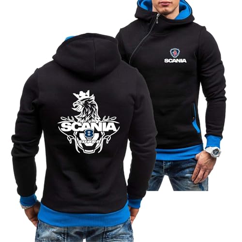 Herren-Kapuzenpullover Sportbekleidung Für Scania Jacken Mit Schrägem Reißverschluss Langarm-Sweatshirt-Druck Aktive Oberbekleidung Pullover Oberteile-Black Blue||XXL von Seroni