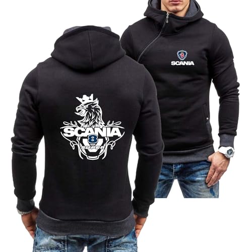 Herren-Kapuzenpullover Sportbekleidung Für Scania Jacken Mit Schrägem Reißverschluss Langarm-Sweatshirt-Druck Aktive Oberbekleidung Pullover Oberteile-Black Gray||L von Seroni