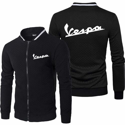 Herren-Komfort-Sweatshirts Für Servizio Vespa Einfarbig Stehkragen Jacke Durchgehender Reißverschluss Workout Oberbekleidung Oberteile Langärmelig-Black||XL von Seroni