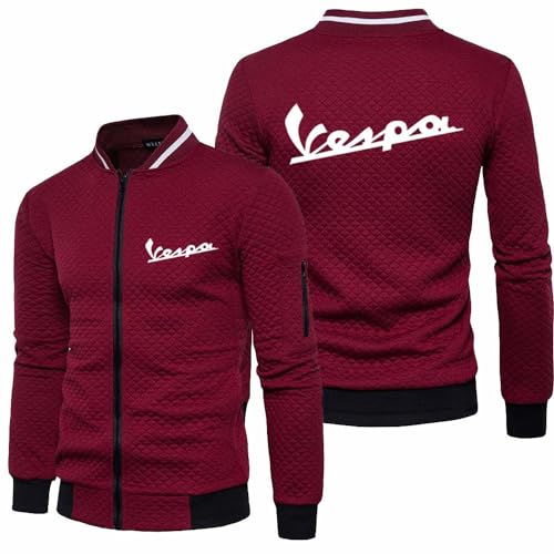 Herren-Komfort-Sweatshirts Für Servizio Vespa Einfarbig Stehkragen Jacke Durchgehender Reißverschluss Workout Oberbekleidung Oberteile Langärmelig-Red||XXL von Seroni