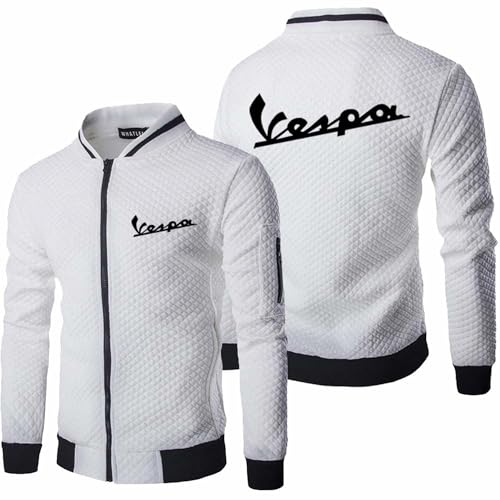 Herren-Komfort-Sweatshirts Für Servizio Vespa Einfarbig Stehkragen Jacke Durchgehender Reißverschluss Workout Oberbekleidung Oberteile Langärmelig-White||M von Seroni