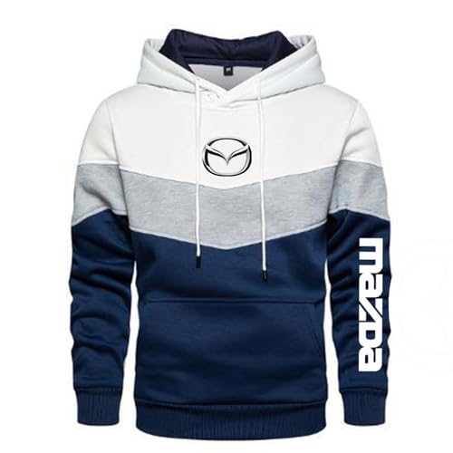 Seroni Gemütlicher Herren-Kapuzenpullover Für Mazda Collision Farb-Sweatshirt Mit Taschen Mäntel Langarm-Oberteile Kapuzenpullover Sportstyle-Jacken Pullover-White||XS von Seroni