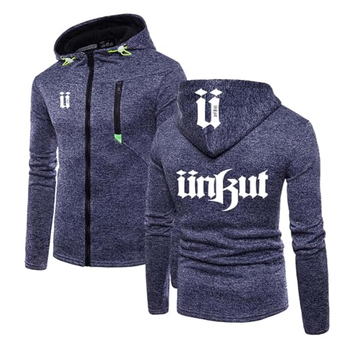 Seroni Herren-Kapuzenpullover Oberbekleidung Oberteile Für Unkut Sportstyle-Mantel Gemütliches Sweatshirt Mit Reißverschluss Einfarbig Grafische Strickjacke-Dark Blue||XL von Seroni