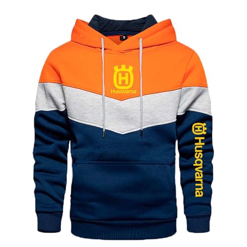 Seroni Herren-Patchwork-Hoodie Für H.u.s.q.v.a.r.n.a. Mit Taschen Oberbekleidung Oberteile Sportjacke Pullover Sweatshirts Kapuzenmantel Langärmeliger-Orange||L von Seroni