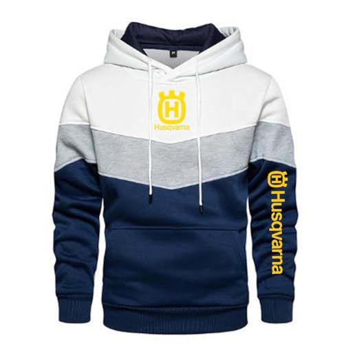 Seroni Herren-Patchwork-Hoodie Für H.u.s.q.v.a.r.n.a. Mit Taschen Oberbekleidung Oberteile Sportjacke Pullover Sweatshirts Kapuzenmantel Langärmeliger-White||4XL von Seroni