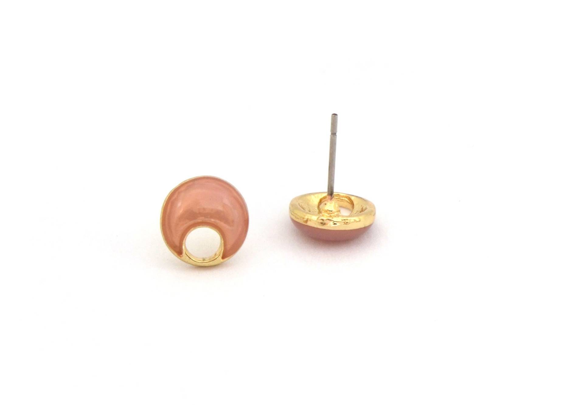 Paar Runde Ohrringe in Rosa Und Gold 9 Mm Oder Grau/Gold, Mauve/Gold Khaki/Gold Paar Runde Ohrringe in Rosa Und Gold 9 Mm Oder Grau/Gold, Mauve/Gold Khaki/Gold von SerpentineShop