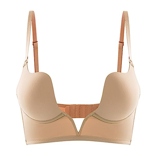 Damen Trägerloser BH Damen One Smooth U Ultra Light Bügel-T-Shirt-Spitzen-BH mit umwandelbaren Trägern Push Up Bra von Serria