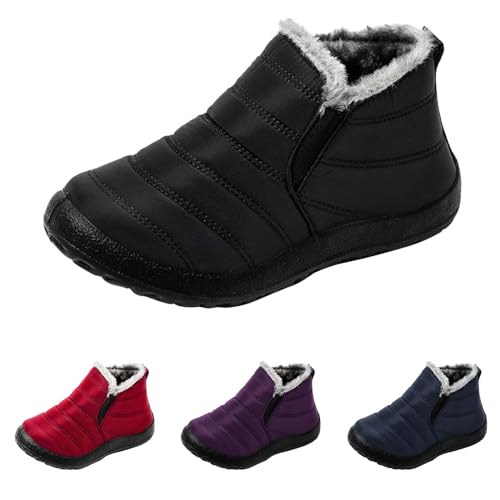 Serria Damen Winterstiefel Gefüttert Winterstiefel Stiefeletten Schneestiefel Schlupfstiefel Elegant Plüsch Wasserdichte Damenstiefel Warme mittelkalbstiefel Winterstiefel Weitschaftstiefel von Serria