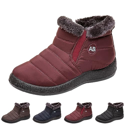 Winterstiefel Damen Wasserdicht Winterstiefel Schlupfstiefel Winter Schneestiefel Wasserdicht Rutschfest Stiefeletten Warme Outdoor Schuhe mit Fellfutter von Serria