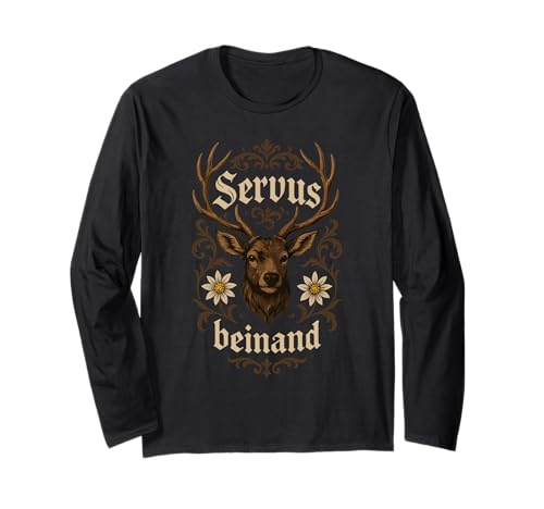 Servus beinand Lederhosn Tracht Bayern Volksfest Herren Langarmshirt Servus beinand Lederhosn Tracht Bayern Volksfest Herren Langarmshirt von Servus Bayern & Tirol Trachtenhemd Trachtenshirt
