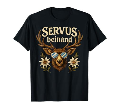 Servus beinand Lederhosn Tracht Bayern Volksfest Herren T-Shirt von Servus Bayern & Tirol Trachtenhemd Trachtenshirt