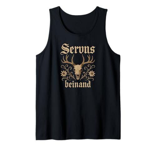 Servus beinand Lederhosn Tracht Bayern Volksfest Herren Tank Top von Servus Bayern & Tirol Trachtenhemd Trachtenshirt