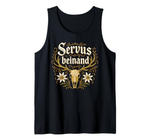 Servus beinand Lederhosn Tracht Bayern Volksfest Herren Tank Top von Servus Bayern & Tirol Trachtenhemd Trachtenshirt