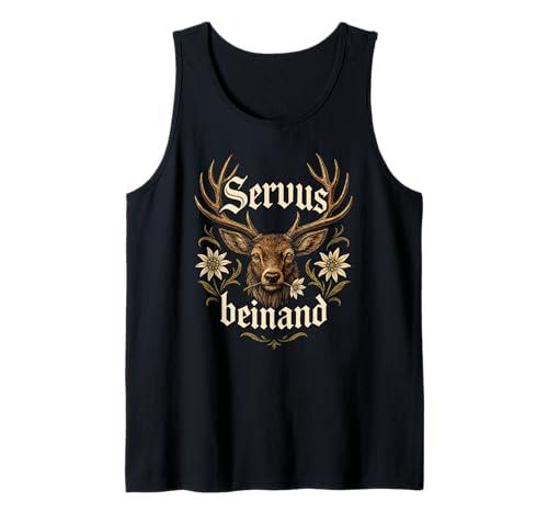 Servus beinand Lederhosn Tracht Bayern Volksfest Herren Tank Top von Servus Bayern & Tirol Trachtenhemd Trachtenshirt