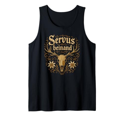 Servus beinand Lederhosn Tracht Bayern Volksfest Herren Tank Top von Servus Bayern & Tirol Trachtenhemd Trachtenshirt