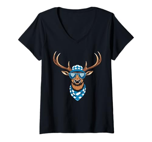 Damen Servus Volksfest Trachten Tracht Hirsch Tirol & Bayern T-Shirt mit V-Ausschnitt Damen Servus Volksfest Trachten Tracht Hirsch Tirol & Bayern T-Shirt mit V-Ausschnitt von Servus Trachten München Tirol & Bayern Volksfest