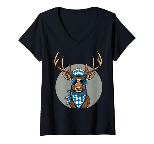Damen Servus Volksfest Trachten Tracht Hirsch Tirol & Bayern T-Shirt mit V-Ausschnitt Damen Servus Volksfest Trachten Tracht Hirsch Tirol & Bayern T-Shirt mit V-Ausschnitt von Servus Trachten München Tirol & Bayern Volksfest