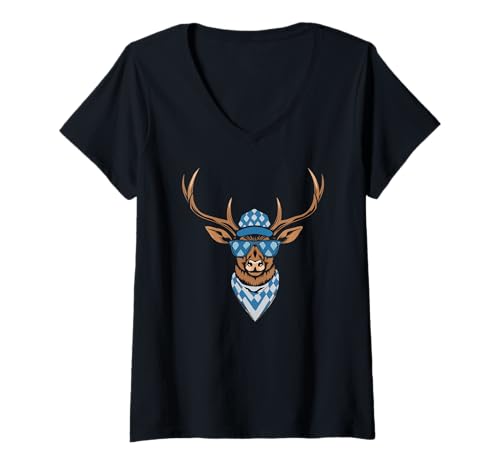 Damen Servus Volksfest Trachten Tracht Hirsch Tirol & Bayern T-Shirt mit V-Ausschnitt Damen Servus Volksfest Trachten Tracht Hirsch Tirol & Bayern T-Shirt mit V-Ausschnitt von Servus Trachten München Tirol & Bayern Volksfest