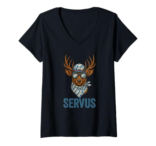 Damen Servus Trachtenshirt Trachten Tracht Hirsch Oktoberfest T-Shirt mit V-Ausschnitt Damen Servus Trachtenshirt Trachten Tracht Hirsch Oktoberfest T-Shirt mit V-Ausschnitt von @Servus Trachten & Tracht Hirsch Wiesn