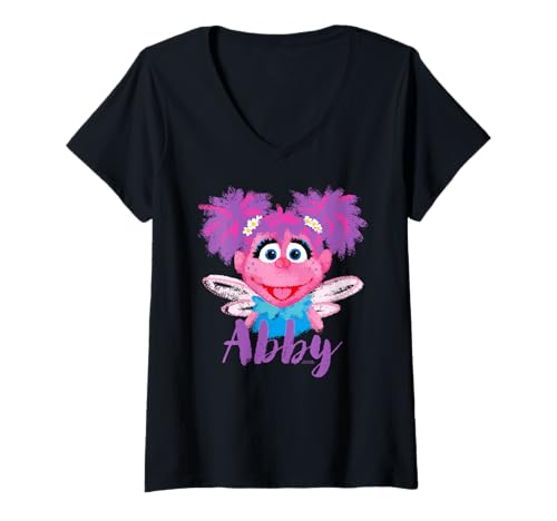 Damen Sesamstrasse - Abby Muppet Charakter T-Shirt mit V-Ausschnitt Damen Sesamstrasse - Abby Muppet Charakter T-Shirt mit V-Ausschnitt von Sesame Street