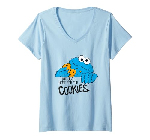 Damen Sesamstraße Krümelmonster Retro Here for Cookies T-Shirt mit V-Ausschnitt von Sesame Street