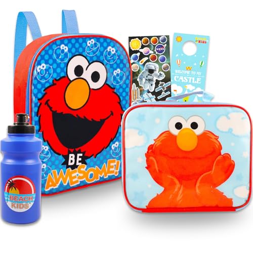 Elmo Mini-Rucksack und Lunchbox-Set – Bündel 27,9 cm Sesame Street Schultasche, Lunchtasche, Aufkleber, Wasserflasche, mehr | Elmo Mini-Rucksack für Kleinkinder, Mehrfarbig, Elmo Mini Backpack von Sesame Street