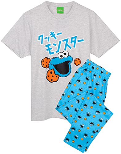 Sesame Street Cookie Monster Pyjamas Mens Muppet T-Shirt & Hosen PJS L von Sesame Street