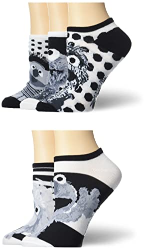 Sesame Street Damen No-Show Socks mit Elmo, Big Bird, Cookie Monster, Bert, Grover Prints (5er Pack), Schuhgröße: 4-11, Schwarz-Weiß von Sesame Street