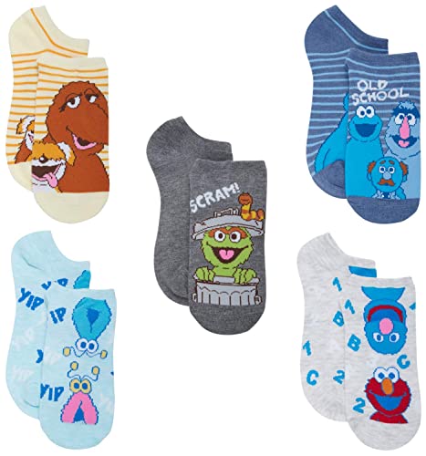 Sesame Street Damen No-Show Socks 5er Pack mit Elmo, Big Bird, Cookie Monster, Bert, Grover Prints, Größe 9-11/Schuhgröße 4-10.5, Streifen von Sesame Street