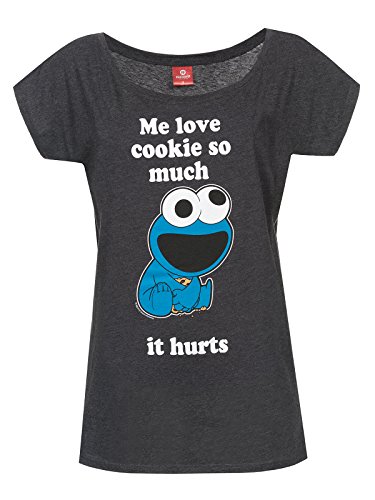 Sesamstraße Krümelmonster - Me Love Cookie Frauen T-Shirt dunkelgrau meliert XL von Sesame Street