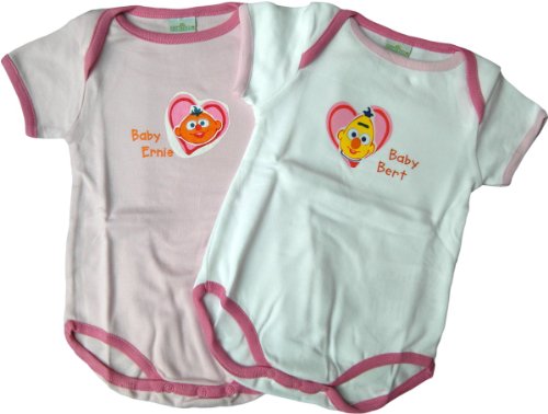 Sesamstraße Baby Body 2er - Set - Ernie und Bert - Rosa/Weiß von Sesamstraße