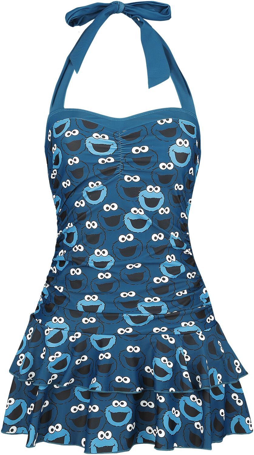 Sesamstraße Badekleid - Krümelmonster - S bis 3XL - für Damen - Größe 3XL - blau  - EMP exklusives Merchandise! von Sesamstraße