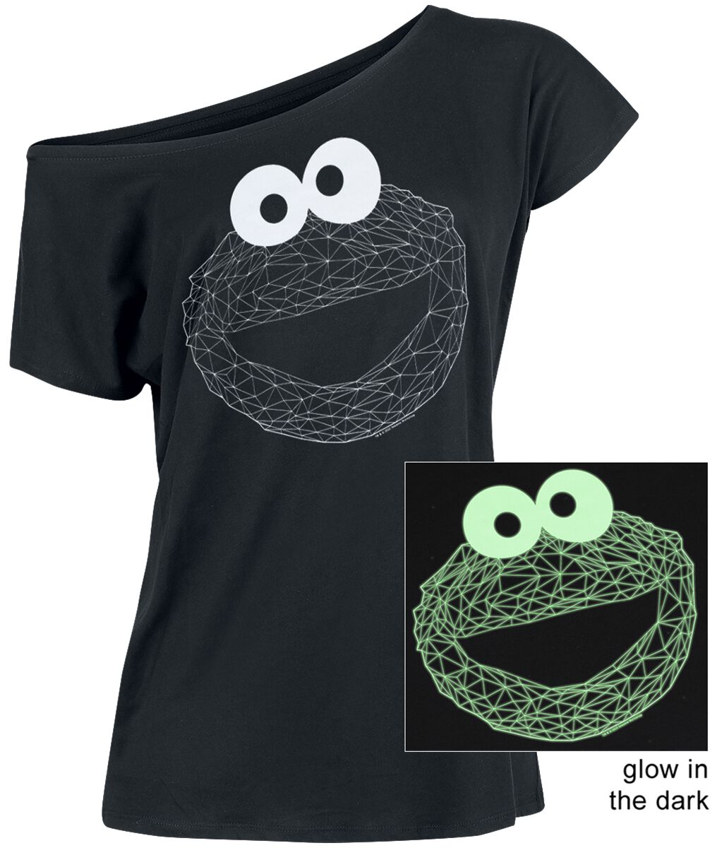 Sesamstraße Cookie Glow T-Shirt schwarz in S von Sesamstraße