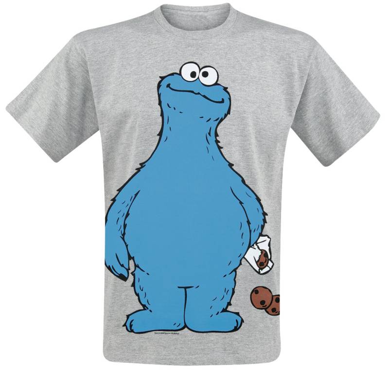 Sesamstraße Krümelmonster - Cookie Thief T-Shirt grau meliert in L von Sesamstraße