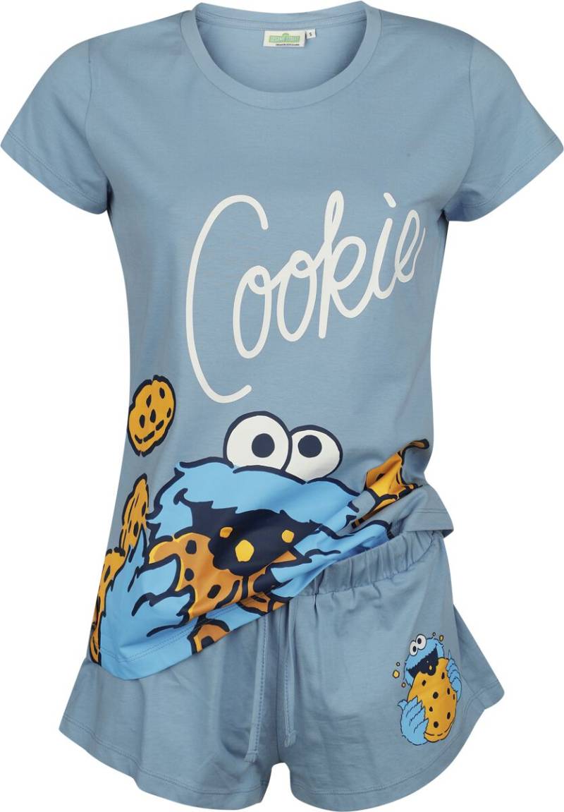 Sesamstraße Schlafanzug - Krümelmonster - Cookie - S bis 3XL - für Damen - Größe M - blau  - EMP exklusives Merchandise! von Sesamstraße