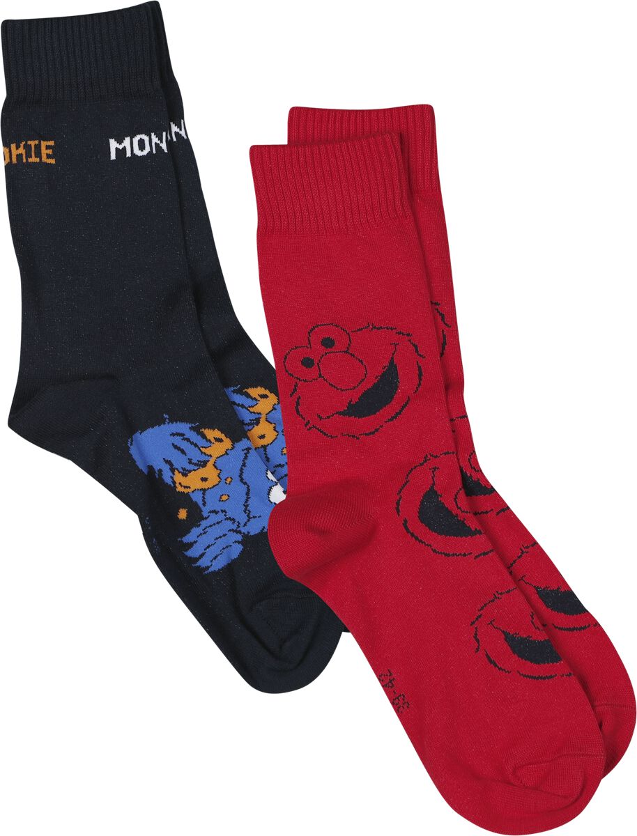 Sesamstraße Socken - Cookie Monster und Elmo - 2er Set - EU39-42 bis EU43-46 - Größe EU 39-42 - multicolor  - EMP exklusives Merchandise! von Sesamstraße