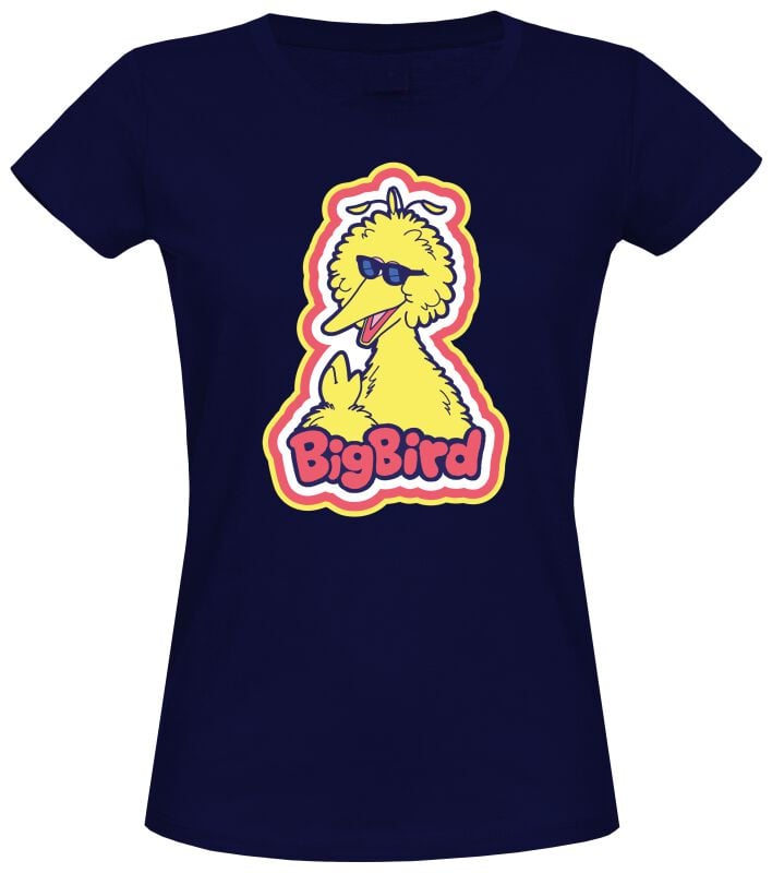 Sesamstraße T-Shirt - Bibo Big Bird - S bis XL - für Damen - Größe M - navy  - Lizenzierter Fanartikel von Sesamstraße