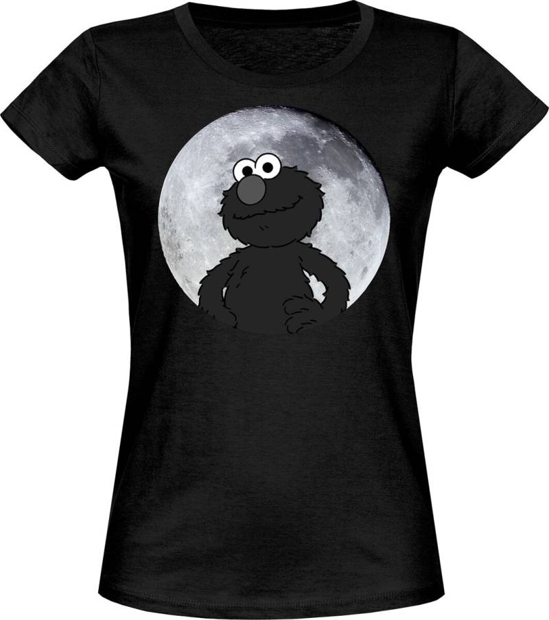 Sesamstraße T-Shirt - Elmo Moonlight - S bis XXL - für Damen - Größe XXL - schwarz  - Lizenzierter Fanartikel von Sesamstraße