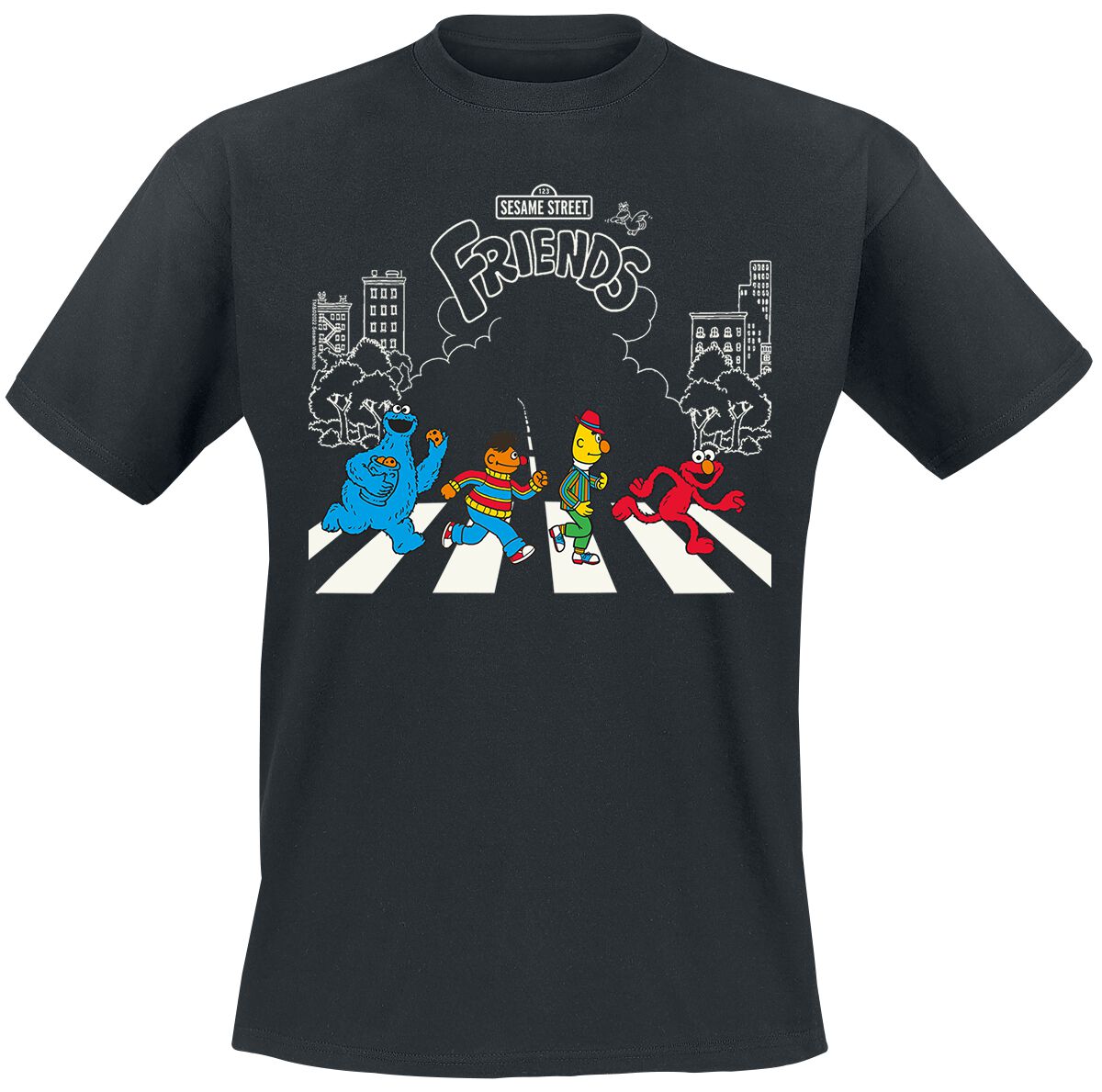 Sesamstraße T-Shirt - Ernie, Bert, Cookie Monster, Elmo - Come Together - S bis 3XL - für Männer - Größe S - schwarz  - Lizenzierter Fanartikel von Sesamstraße