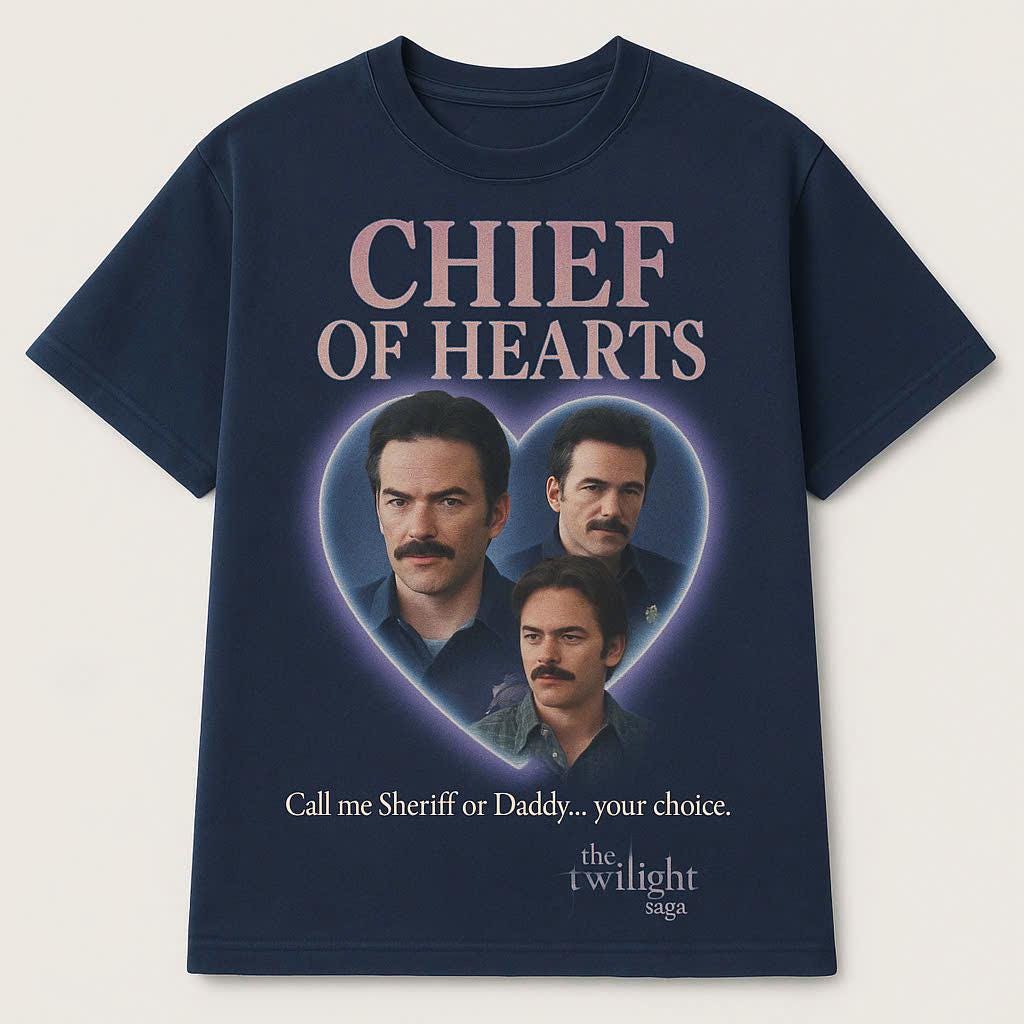 Charlie Swan Twilight Sheriff T-Shirt, Lustiges Dadcore Vintage Übergroßes Oder Papa Parodie Shirt, Y2K Ästhetic Streetwear von SessSama