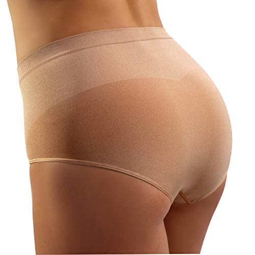 sesto senso Damen Miederslip Nahtlos Figurformend Bauch Weg Effekt Shapewear Beige L/XL Hautfarben von sesto senso