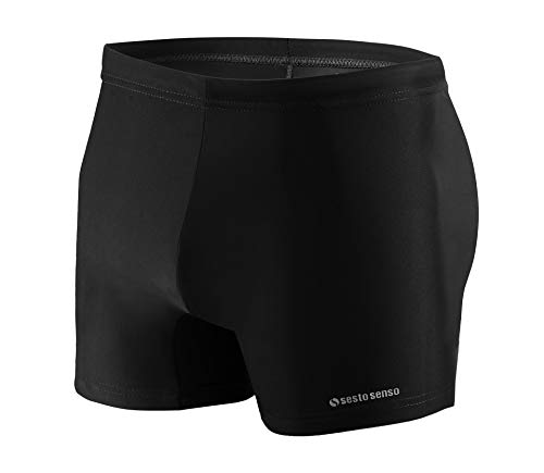 sesto senso Herren Badehose Eng Schwimmhose Enganliegende Bademode Swimming Shorts BD 313 4XL Schwarz von sesto senso